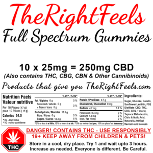 Full Spectrum CBD Gummies - 10x25mg (250mg) - TheRightFeels
